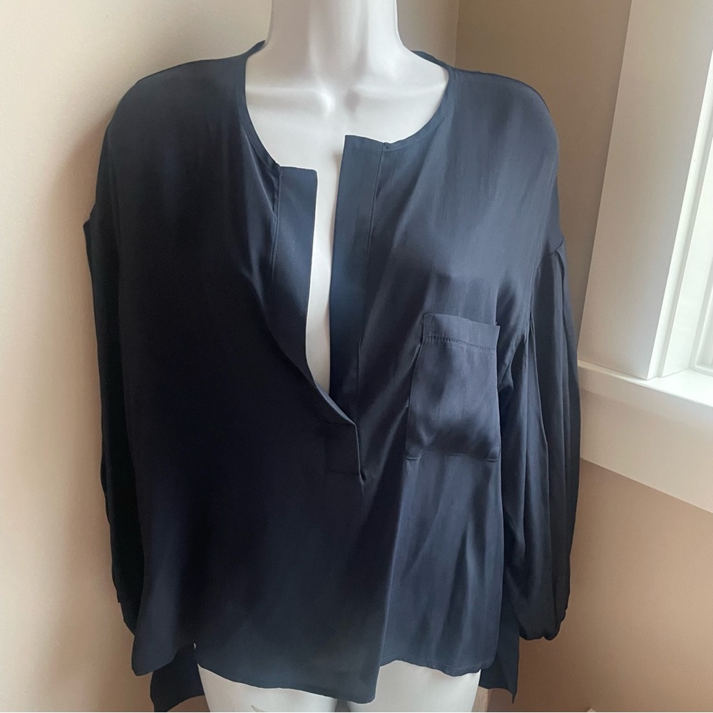KAOS JEANS ITALY navy silk blend blouse